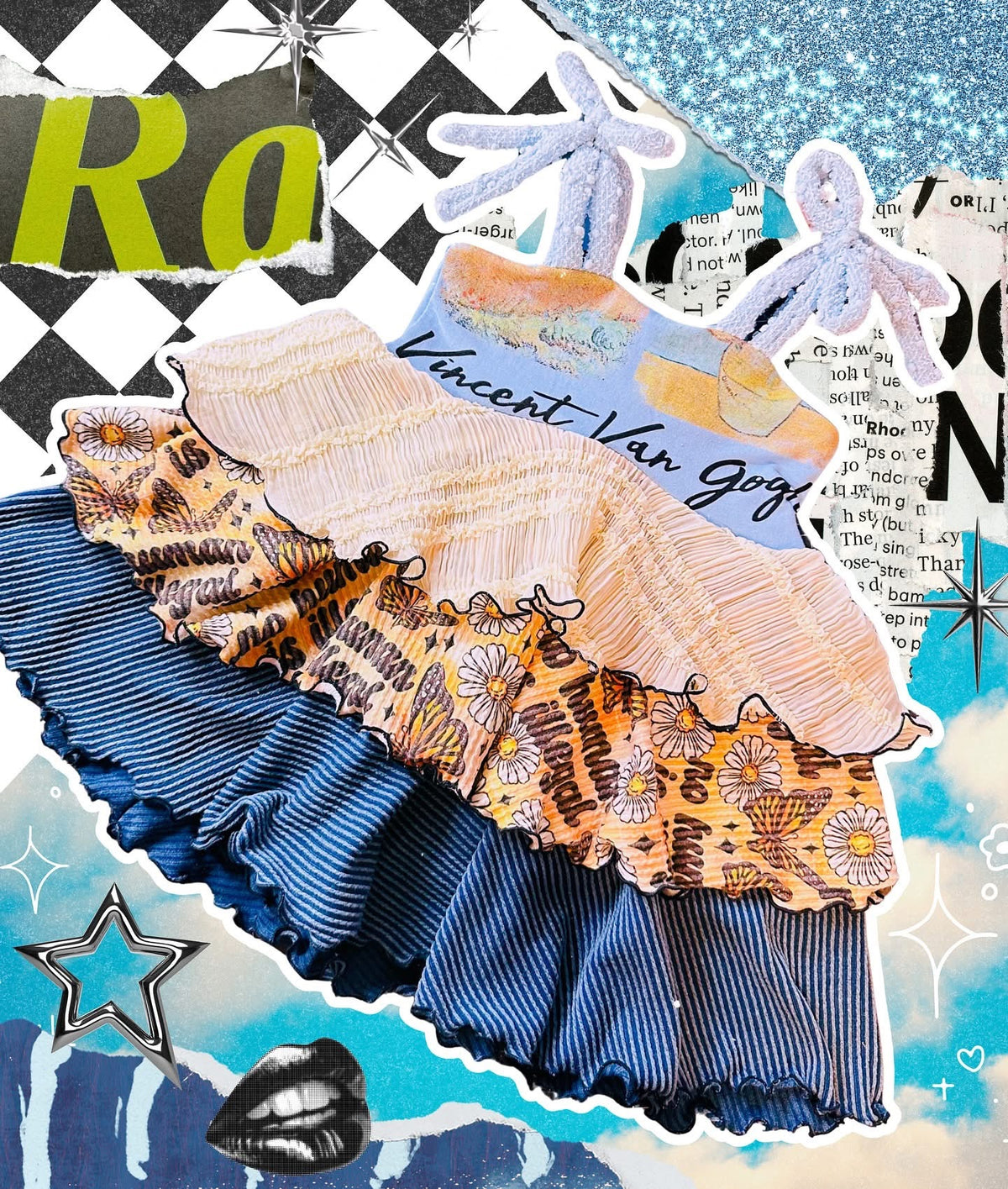 Van Gough Upcycle Frill Dress - 3T