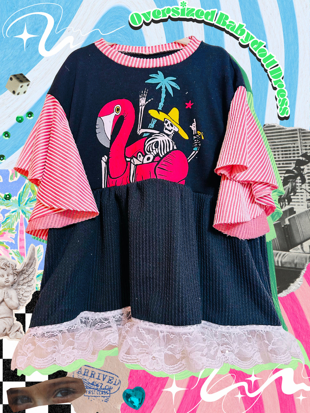 Flamingo Dopamine Doll Dress + Bummies - 3T (Toddler)