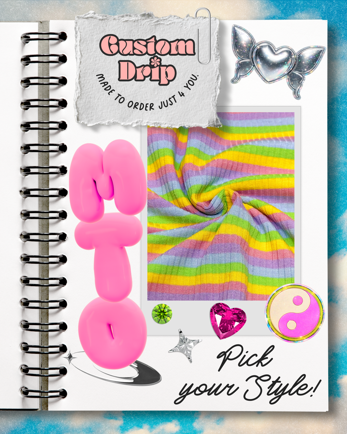 Custom Drip MTO: Rainbow Lollipop Rib Knit