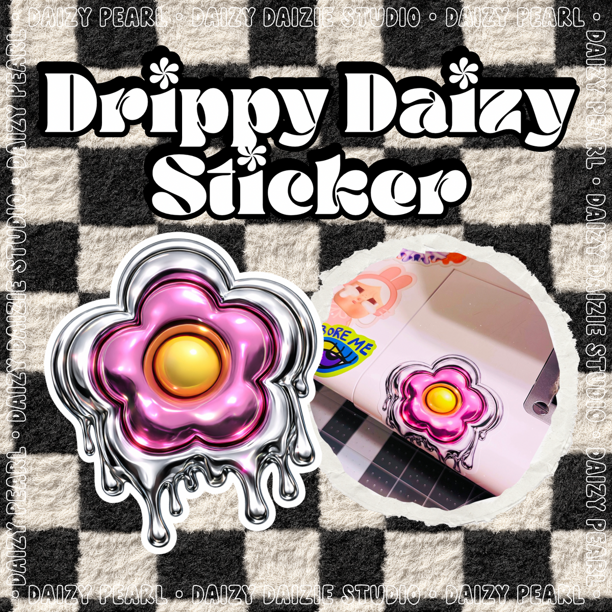 Drippy Chrome Daizy Sticker
